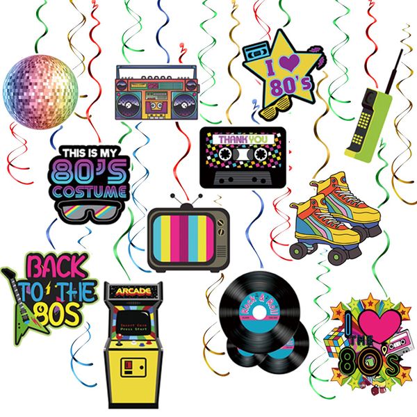 

80's theme spiral party decoration pendant flag hanging venue decoration suppli