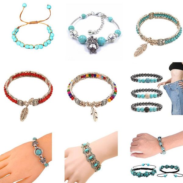 

link, chain 24 types chakra beaded charm energy bracelet men's natural stone tiger eye yoga bracelets for men women elastic rope jewelr, Black