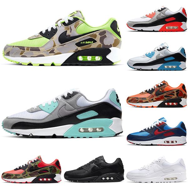 

2021 fashion men women running shoes max 90 reverse duck camo triple black white viotech bright orange chlorophyll city pack london light bo