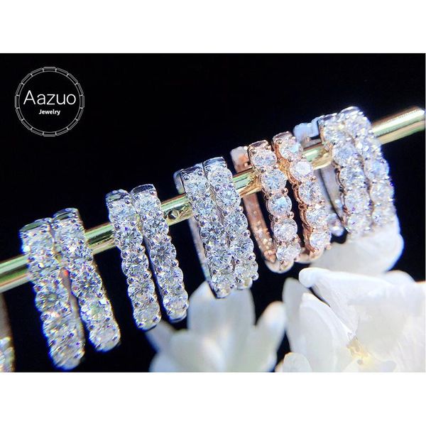 

hoop & huggie aazuo real 18k white gold rose diamonds 0.80ct classic fairy hook earrings gifted for women wedding party au750, Golden;silver