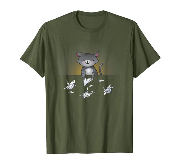 

cute funny kitty cat origami t-shirt, White;black