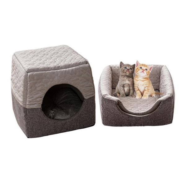 

cat beds & furniture pet nest semi-enclosed house room sleeping four seasons cushion home soft bed accessories