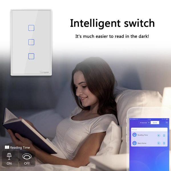 

smart home control no neutral wire required us wall wifi switch voice touch on/off panel plug 12x7.4x3.8cm