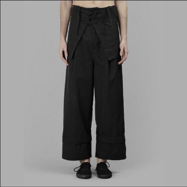 

men's pants 27-44 men casual trousers patchwork wide legs hairstylist personality skirt nightclub singer stage costumes 2021, Black