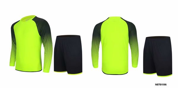 

064 long sleeved goalkeeper shirt customized service diy soccer jersey kit breathable custom personalized services school team any club foot, Black;yellow