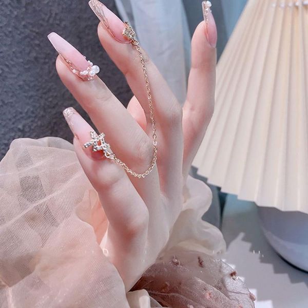 

nail art decorations fashion zircon chain pendant metal rhinestone diamond diy non-fading jewelry ornaments, Silver;gold