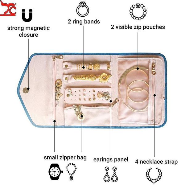

jewelry pouches, bags foldable watch organizer travel rolls diamond jade gem brooches displaying cases trip gift bag for men & women, Pink;blue