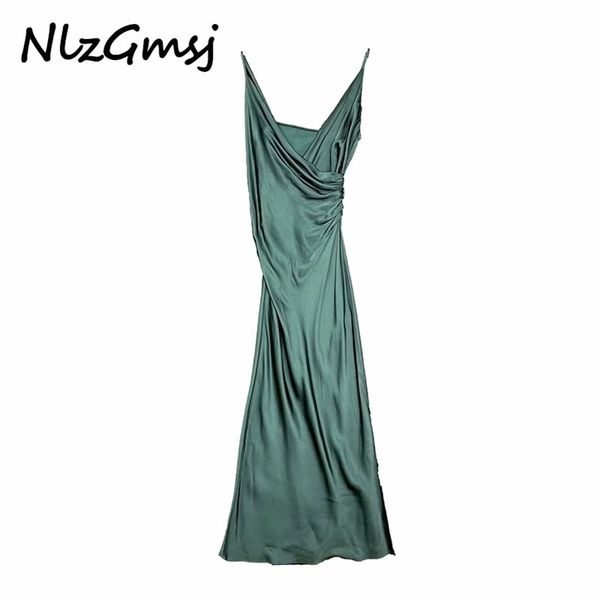

dres fashion summer a-line green sleeveless knee-length high waist v-neck temperament sing 210628, Black;gray