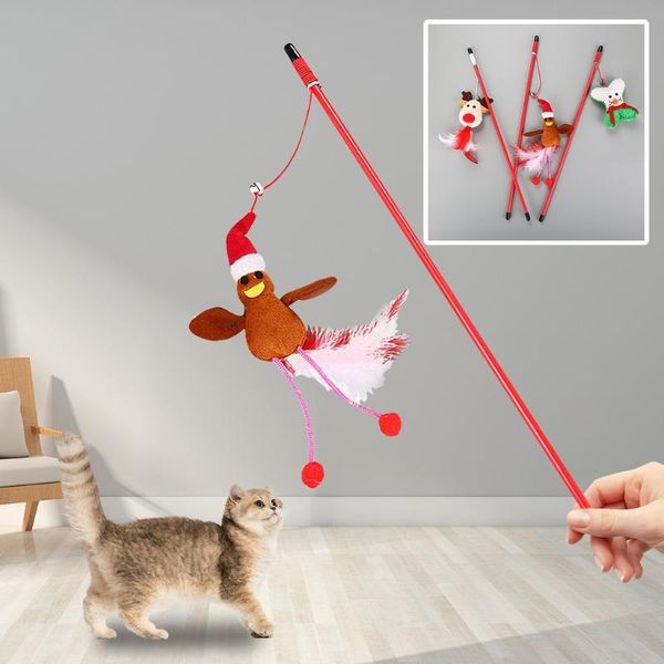 

cat toys pet interaction funny feather rods stick decompression christmas toy 2021 arrival