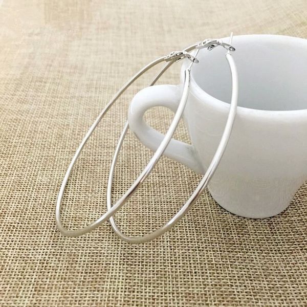 

30-100mm big hoop earrings earrings accessories fashion exaggerated hoop ear loop smooth circle for women girl's jewelry, Silver