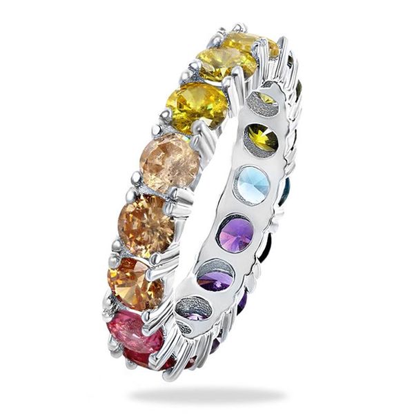 

wedding rings uilz female colorful crystal zircon stone ring luxury fashion silver color statement engagement jewelry for women, Slivery;golden