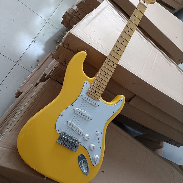 

6 strings yellow electric guitar with maple fretboard,22 frets