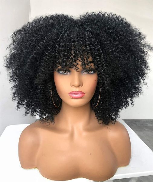 

afro kinky curly synthetic wig simulation human hair soft wigs for black women perreques rxg9212