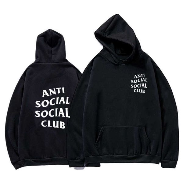 

anti social culb letter printed hoodie, personalized fashion hoodies1, Black