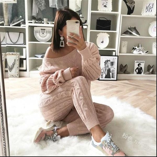 

women tracksuits casual sweaters clothes sets autumn winter cool knitted fashion outfits sell plus size, Gray