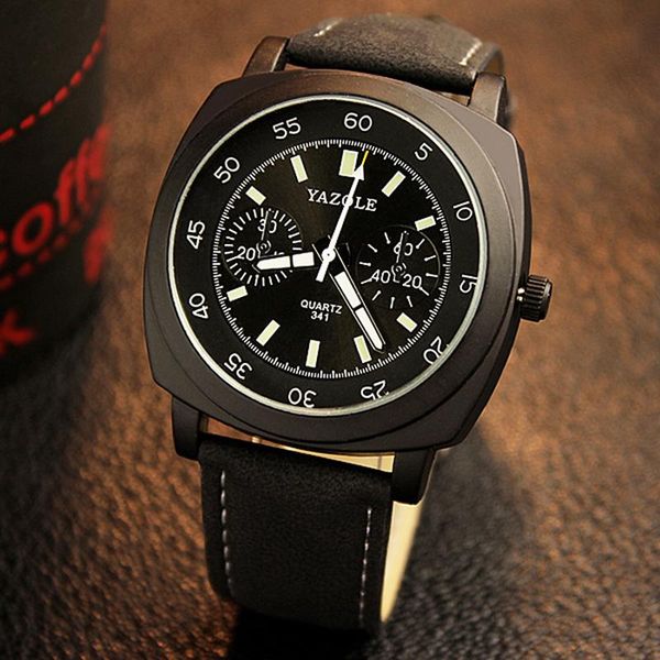 

wristwatches yazole brand fashion sports watch mens watches luxury military men luminous quartz saat erkekler relogio masculino, Slivery;brown