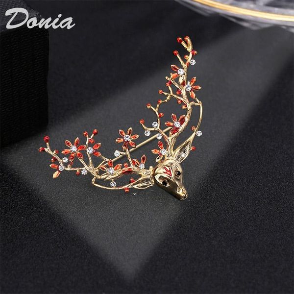 

pins, brooches donia jewelry fashion high-grade deer brooch female zircon simple personality wild temperament silk scarf buckle pin, Gray