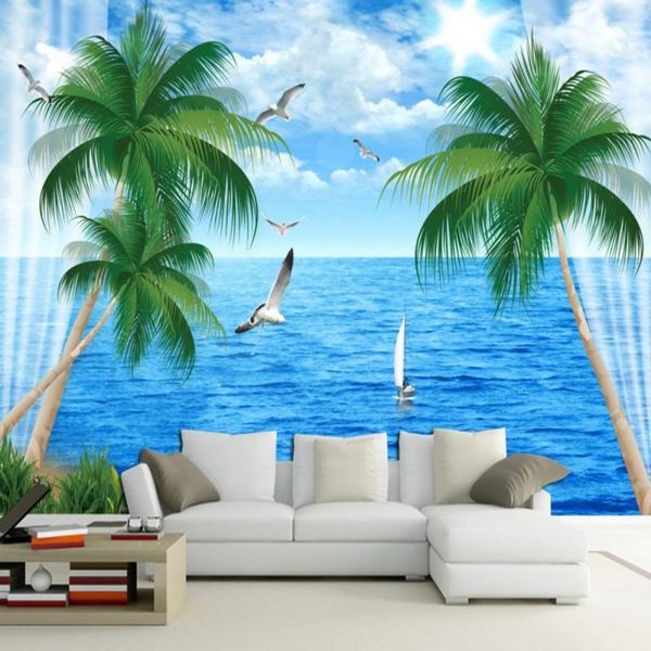 

wallpapers drop fatman textured wallpaper beautiful sea view tropical foto mural 3d living room papel de parede infantil