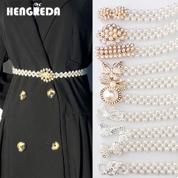 

belts pearl belt chain women for jeans skirt peplum dress pants waist strip band 2cm width gold silver buckle girl lady 2021, Black;brown