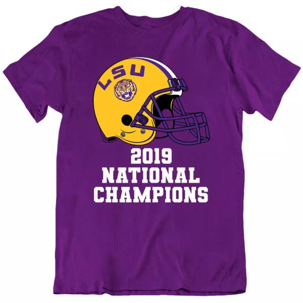 

football national championship 2019 tigers sports men's t shirt purple new, White;black
