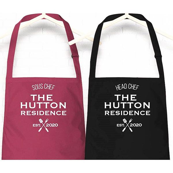 

custom old partner bbq apron,personalised head chef and sous aprons with est date,funny grill christmas gift,kitchen baking