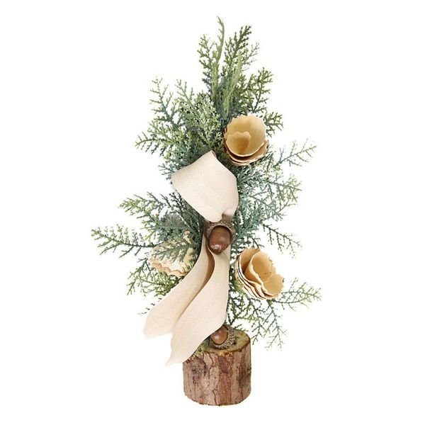 

decorative flowers & wreaths 1 pc decorated small christmas tree cedar pine on sisal silk blue-green gold silver and red mini ornaments