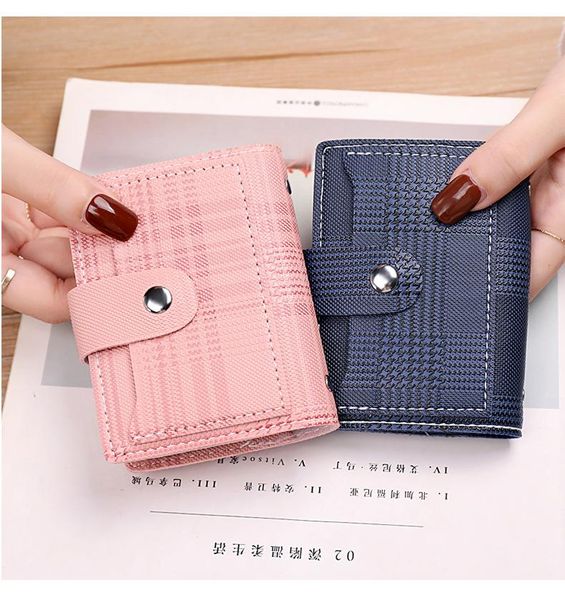 

card holders fashion cute plaid small wallets for cards only women business holder ladies 2021 kawaii porte carte femme bancaire credit, Brown;gray