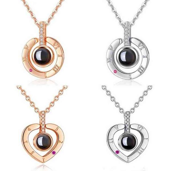 

100 languag love pendant necklace women rose gold necklace, Silver