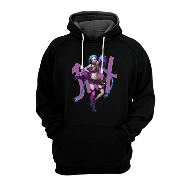 

3d jinx hoodie print lol arcane new trend japanese digital printing couple sweater casual street sweater winter pullover, Black