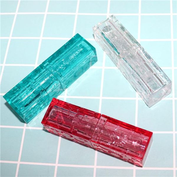 

10/30/50pcs 12.1mm clear square empty lipstick tubes, red plastic professional lip container, green rouge subpackage storage bottles & jars