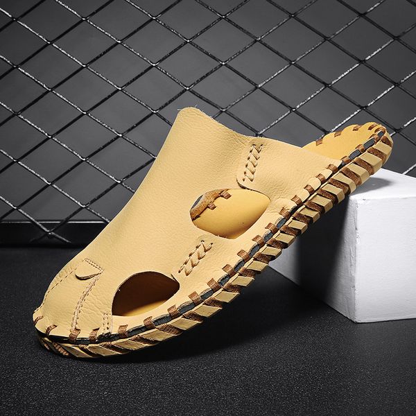 

slippers men's sandals summer baotou leisure beach tmj5, Black