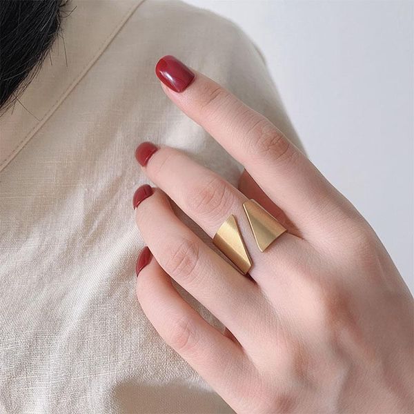 

cluster rings ghidbk handmade stainless steel minimalist open wide statement geometric designed ring street style fashion jewelry, Golden;silver