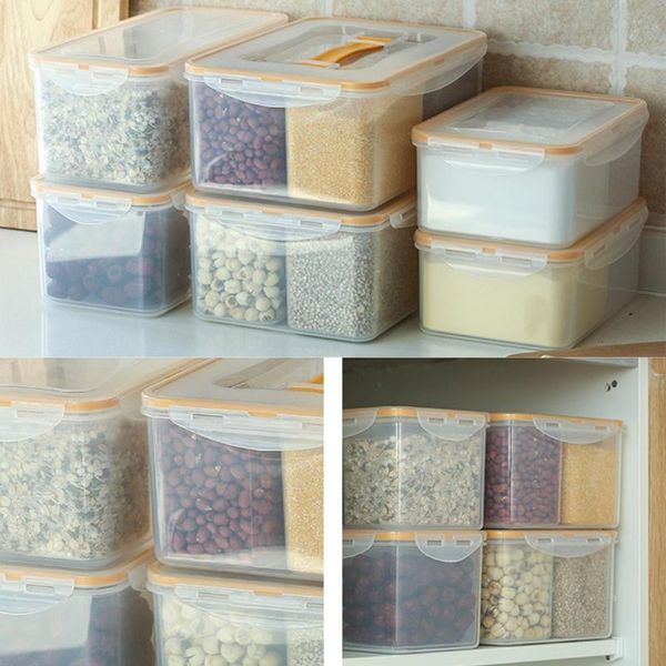 

storage bottles & jars food container plastic kitchen refrigerator noodle box multigrain tank transparent sealed