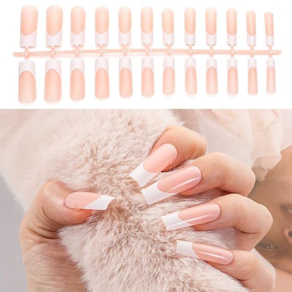 

false nails beauty artificial press on nail art square fake french, Red;gold