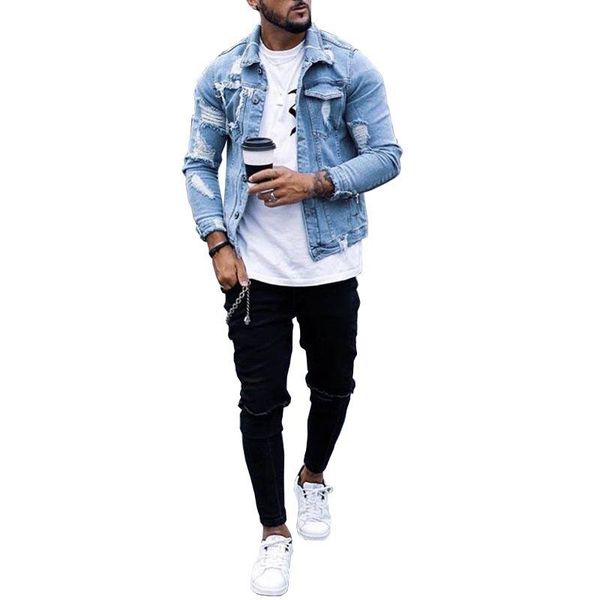 

men's jackets wepbel denim coats hole men vintage coat washed jacket clothing full sleeve summer autumn, Black;brown