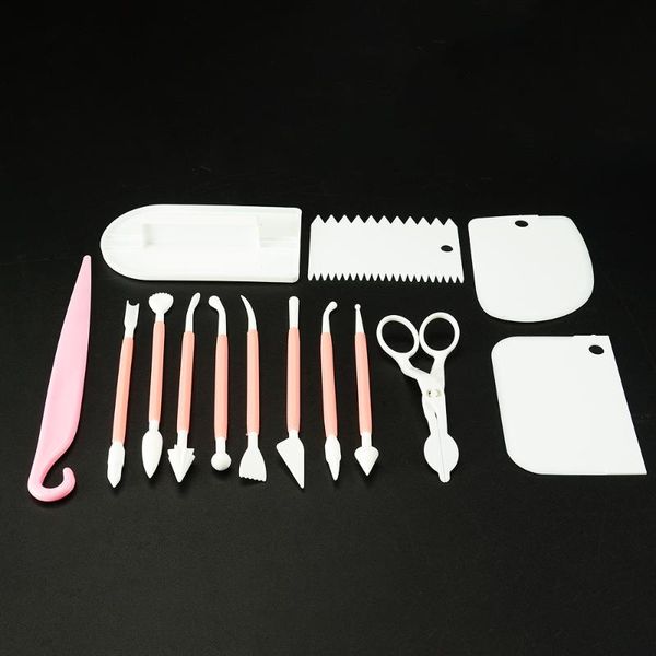 

baking pastry tools teeth edge smoother cream scraper fondant spatulas cake decorating carved tool engraved rod 5pcs/set &