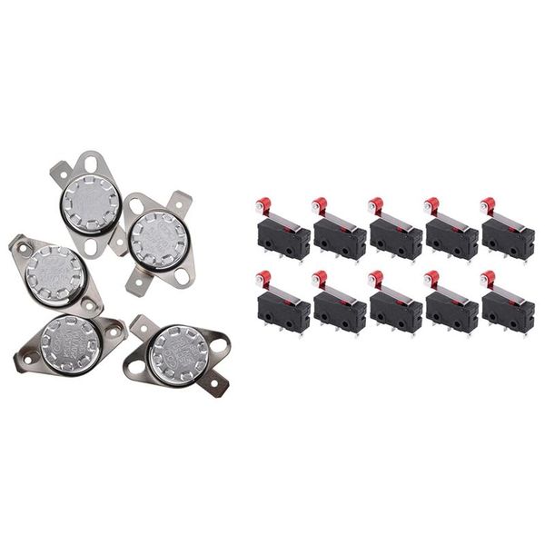 

smart home control 5pcs ksd301 250v 10a thermostat temperature switch with 10pcs micro-roller lever arm open close limit