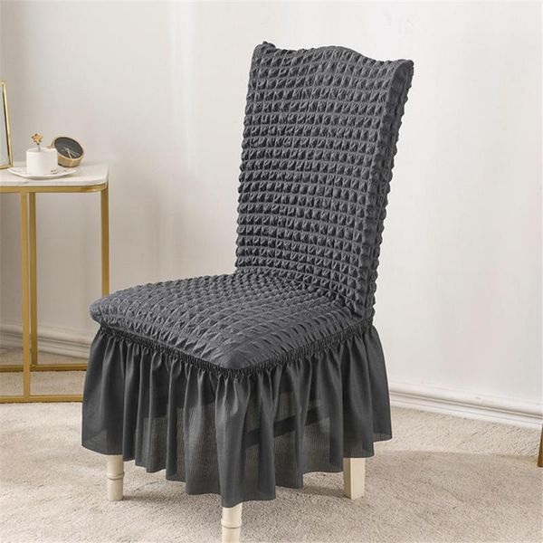 

bubble plaid chair cover with skirt elastic slipcover stretch seat for dining room wedding banquet home decoration covers