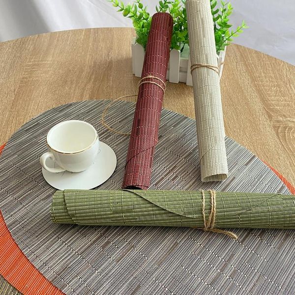 

mats & pads bamboo texture placemat oval shape pvc kitchen dining table mat restaurants decoration