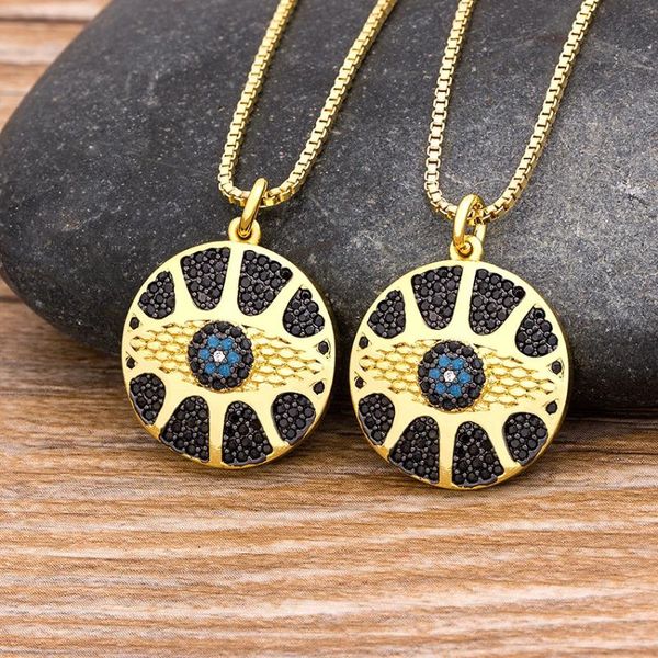 

pendant necklaces fashion gold filled evil eye charm blue chain copper zircon jewelry fine party wedding gift, Silver