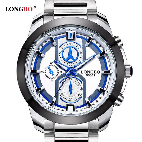 

wristwatches longbo full steel quartz men waterproof fashion casual sports watch dress business male watches 80011, Slivery;brown