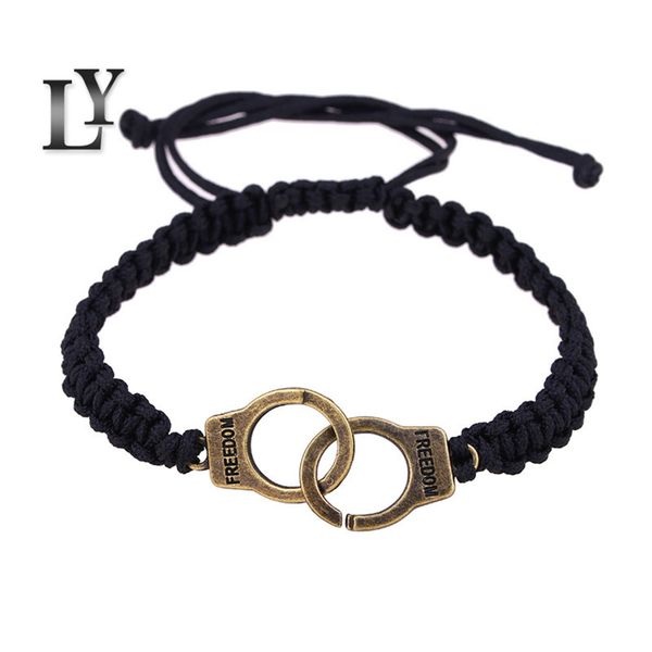 

personalized lovers bracelet cuffs woven hand rope valentine's day gift d0001, Black