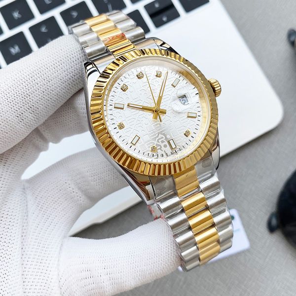 

business mens watch automatic mechanical watches 41mm stainless steel strap diamond dial fashion wristwatch waterproof wristwatches gift for, Slivery;brown