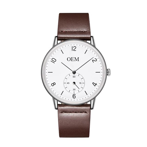 

wristwatches cl030 wholesale price brand your name mens wrist genuine leather own logo personalized man watches waterproof, Slivery;brown