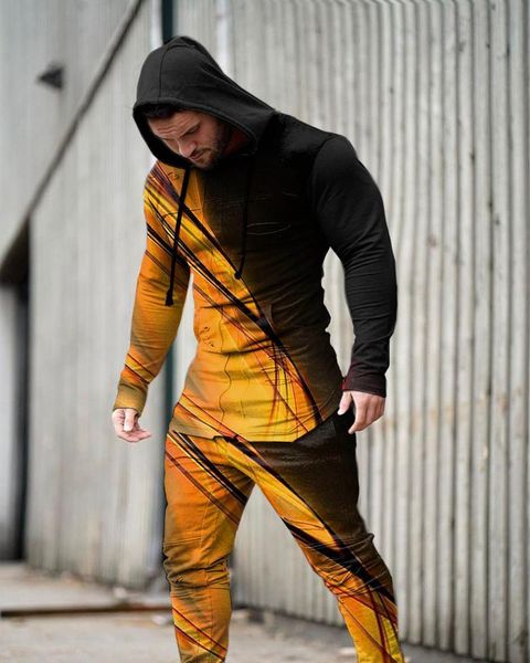 

jogging clothing 2022 sportswear men's fall/winter hooded sweatshirt drawstring suit long-sleeved pullover two-piece, Black;red