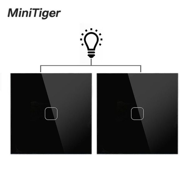 

smart home control minitiger eu standard wall light touch switch 1 gang 2 way screen switch, crystal glass panel