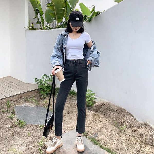 

women's jeans woman pants high waist loose autumn stretchy straight-leg pantalones vaqueros mujer, Blue