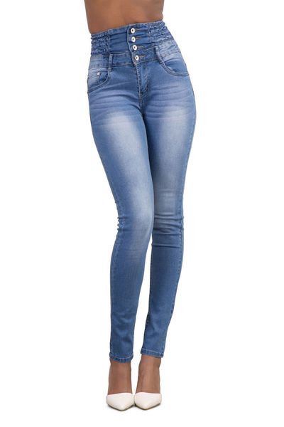 

2021 new fall/winter feminine high-waisted slim stretch plus size jeans, Blue