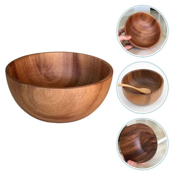 

1pc 13x6cm practical wood salad bowl creative thicken fruits round bowls