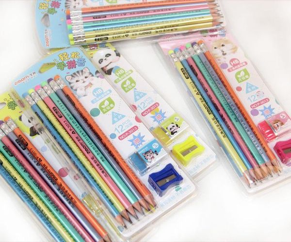 

stationery set 10pcs pencils eraser pencil sharpener gift for student school supplies wholesale drop